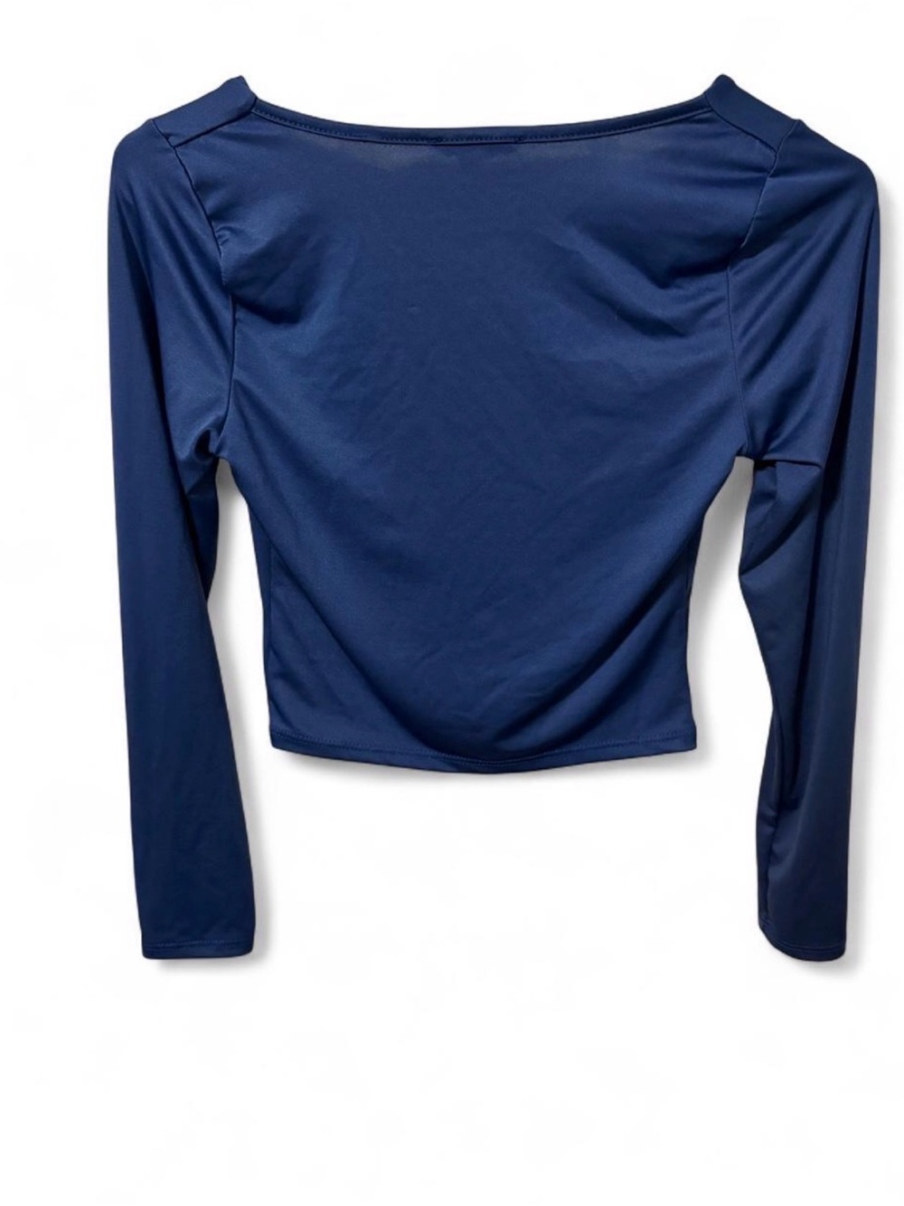 Square Neck Long Sleeve Crop Top in Navy Blue - Picture 4 of 5